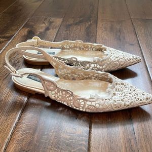 Dolce & Gabbana beige lace sling back flats